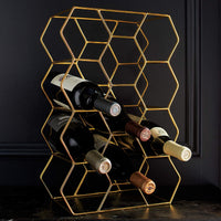 11-Bottle Gold Wine Rack – Iron, Gold-Plated Finish