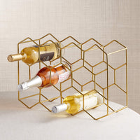 11-Bottle Gold Wine Rack – Iron, Gold-Plated Finish