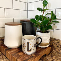 Ethan Medium Cream Ceramic Canister – Glazed Stoneware with Wood Lid, 44 oz