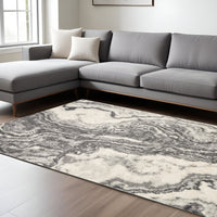 8x10 Gray & Ivory Abstract Area Rug