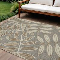 8' x 11' Natural Leaves Indoor Outdoor Rug