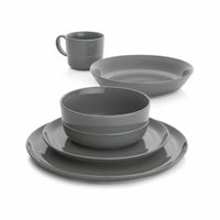 Hue Dark Grey Porcelain Low Bowl – 30 oz, Glazed Finish