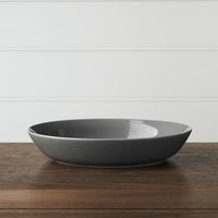 Hue Dark Grey Porcelain Low Bowl – 30 oz, Glazed Finish
