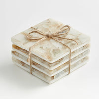 Marcella Agate Coasters – Set of 4, White Marble with Salt Agate