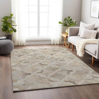 8x10 Ivory Abstract Indoor Area Rug – Loomed Polyester, Machine Washable