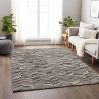 8x10 ft Gray Abstract Indoor Area Rug – Loomed Polyester, Machine Washable