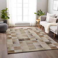 8x10 Taupe Abstract Indoor Area Rug – Loomed Polyester, Machine Washable