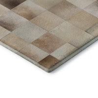 8x10 Taupe Abstract Indoor Area Rug – Loomed Polyester, Machine Washable