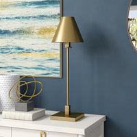 Brass Candlestick Table Lamp – 28-Inch, Cone Shade