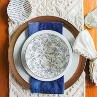 Mai Blue Floral Stoneware Serving Bowl – 9.5" Diameter, 100 oz, Dishwasher Safe