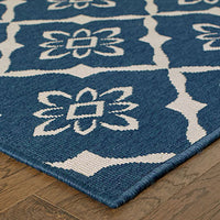 2'3 x 7'6 Meridian Navy/Ivory Indoor/Outdoor Floral Runner