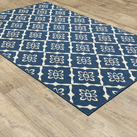 2'3 x 7'6 Meridian Navy/Ivory Indoor/Outdoor Floral Runner
