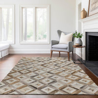 8x10 Gray Geometric Indoor Area Rug – Loomed Polyester, Machine Washable