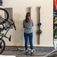 Clear Acrylic Ski Rack 2-Pack - Wall Mount Vertical Display Storage for Garage and Home