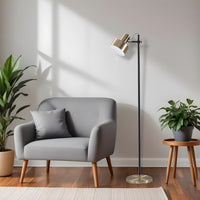 Antiqued Brass Task Floor Lamp – 57-Inch, Brass Shade