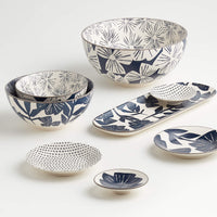 Mai Blue Floral Stoneware Serving Bowl – 9.5" Diameter, 100 oz, Dishwasher Safe