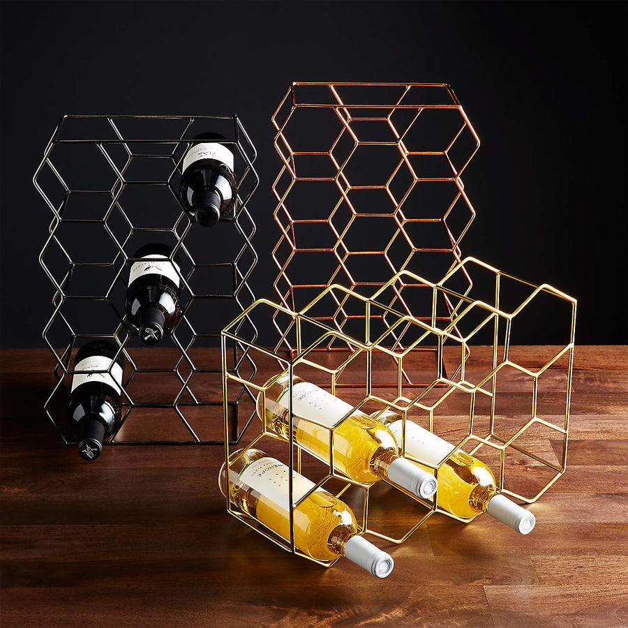11-Bottle Gold Wine Rack – Iron, Gold-Plated Finish