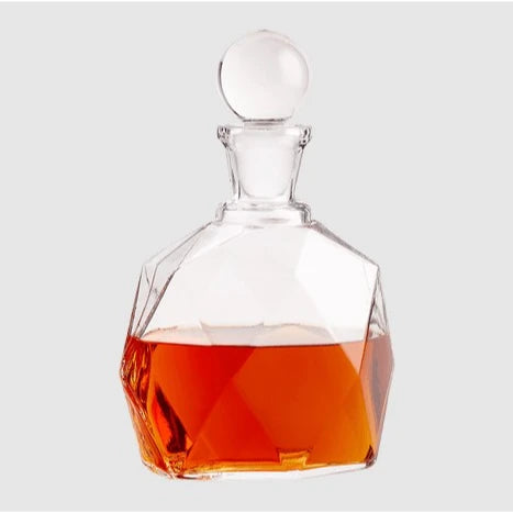 Spectrum Decanter – 32 oz Hand-Blown Lead-Free Crystalline Glass with Faceted Design