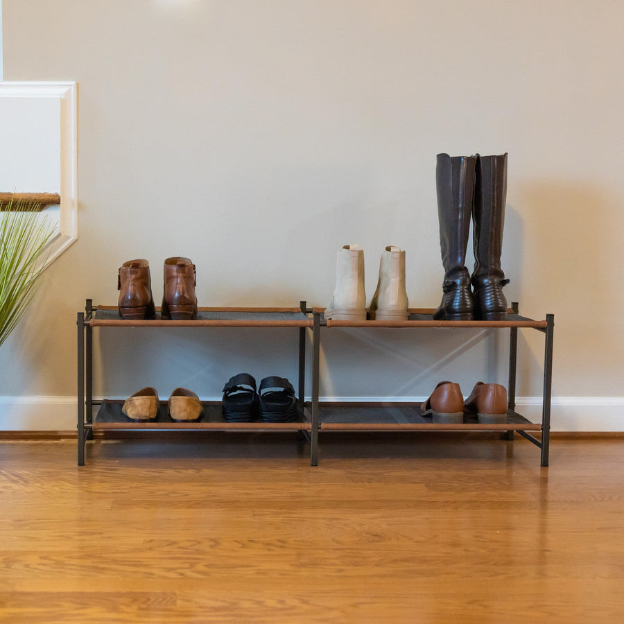 Aspen Modular Shoe Rack Double - Adjustable Steel Frame Shoe Storage Organizer