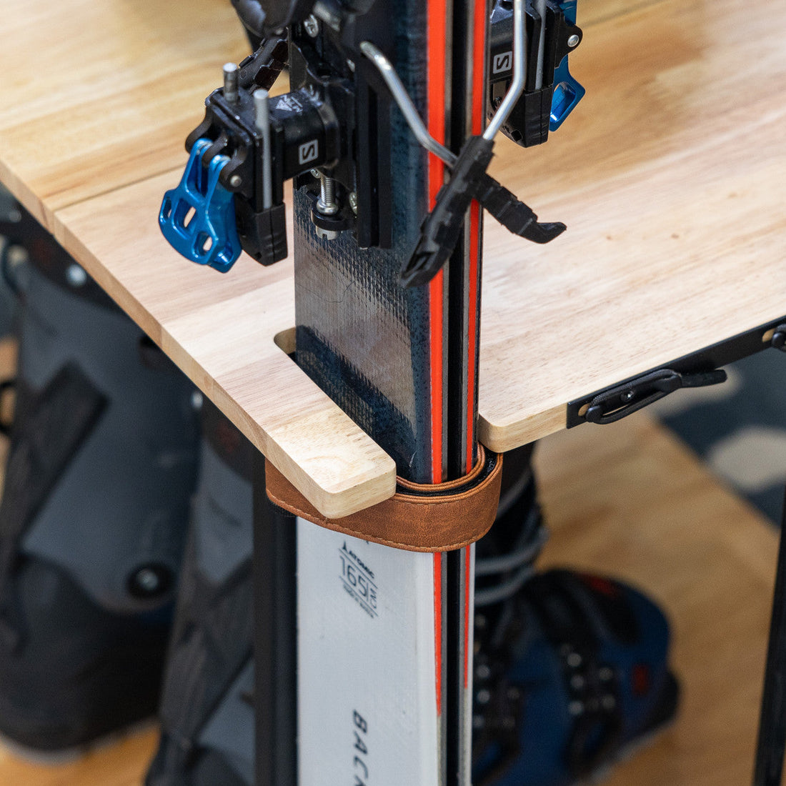 Teal Triangle Silverton Freestanding Ski Organizer - Floor Stand Storage Rack Holds 4 Pairs of Skis and Poles