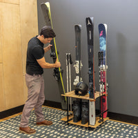Teal Triangle Silverton Freestanding Ski Organizer - Floor Stand Storage Rack Holds 4 Pairs of Skis and Poles