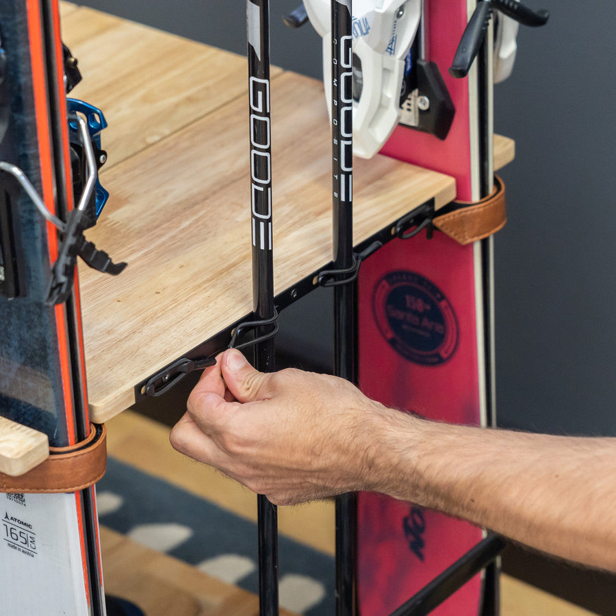 Teal Triangle Silverton Freestanding Ski Organizer - Floor Stand Storage Rack Holds 4 Pairs of Skis and Poles