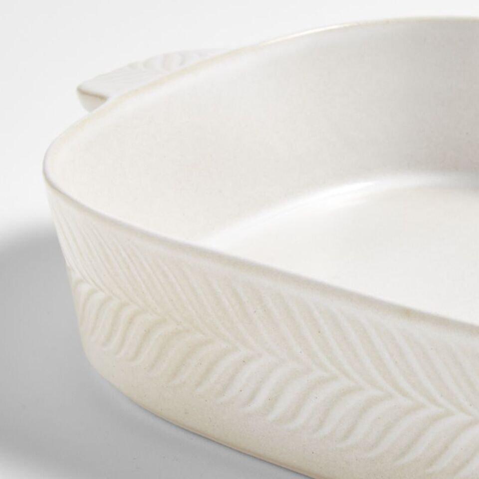 Fern Large White Ceramic Baking Dish – Glazed Stoneware, 169 oz