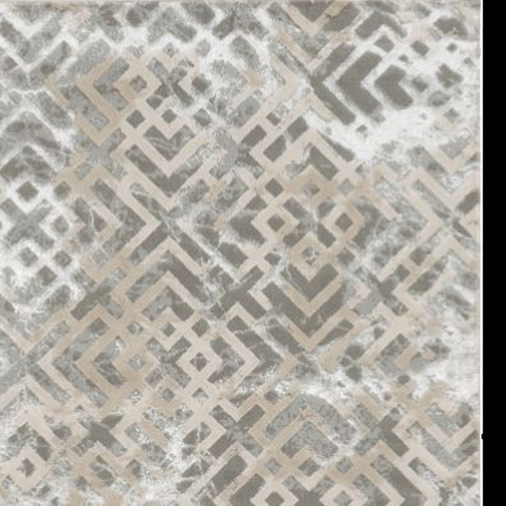 7x10 Sand & Light Blue Geometric Area Rug