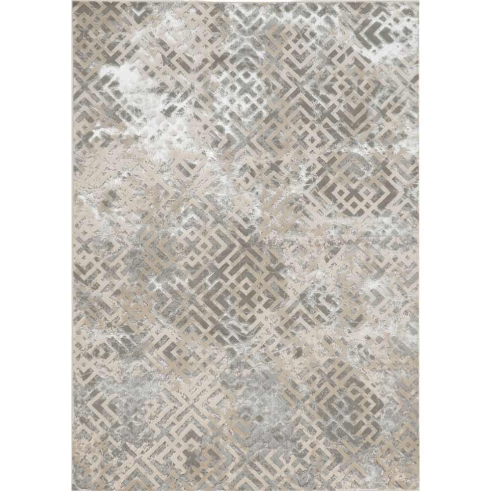 7x10 Sand & Light Blue Geometric Area Rug