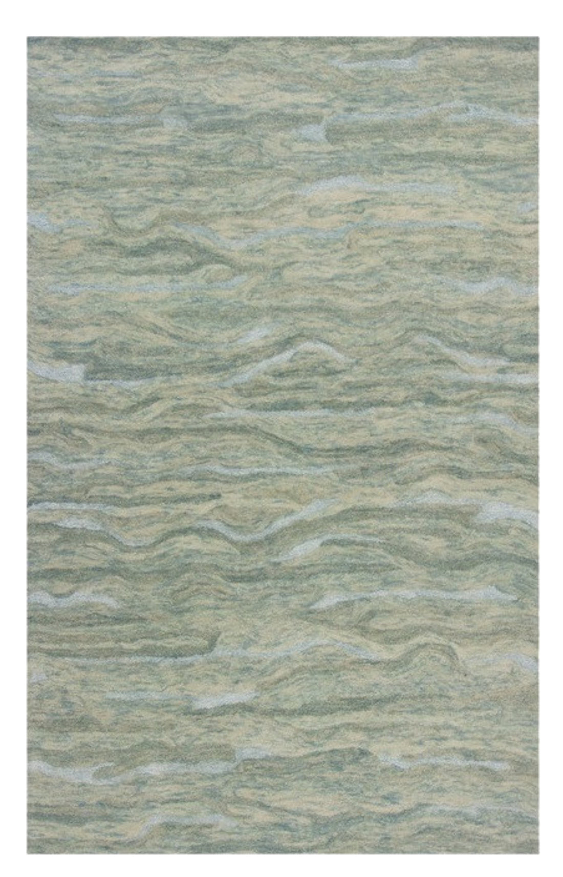 8x10 Blue, Green & Beige Abstract Hand-Tufted Area Rug