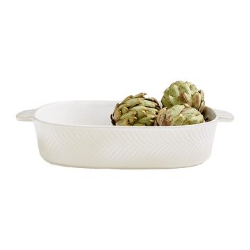Fern Large White Ceramic Baking Dish – Glazed Stoneware, 169 oz