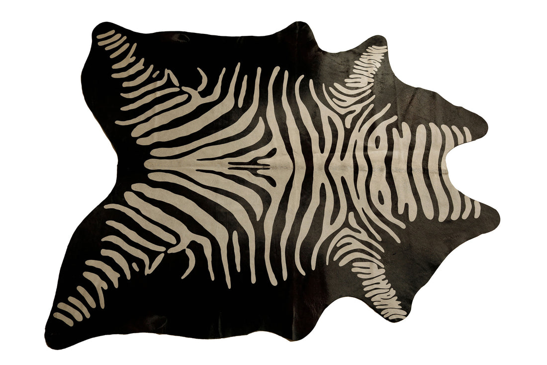 6' X 7' Togo Cowhide Rug - Zebra Off-White on Black