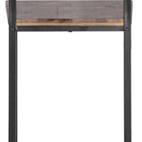 Set of Two 25" Brown and Black Solid Wood and Metal Counter Height Bar Chairs