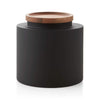 Clark Medium Matte Black Canister – Steel with Acacia Wood Lid, 6" x 6.1"