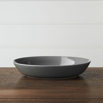 Hue Dark Grey Porcelain Low Bowl – 30 oz, Glazed Finish