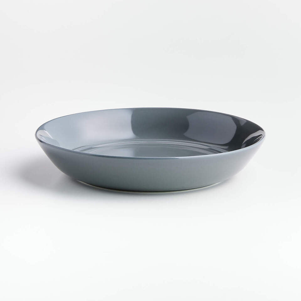 Hue Dark Grey Porcelain Low Bowl – 30 oz, Glazed Finish