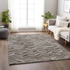 8x10 ft Gray Abstract Indoor Area Rug – Loomed Polyester, Machine Washable