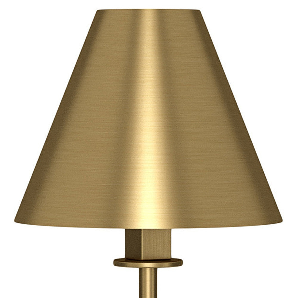Brass Candlestick Table Lamp – 28-Inch, Cone Shade