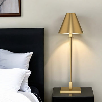 Brass Candlestick Table Lamp – 28-Inch, Cone Shade