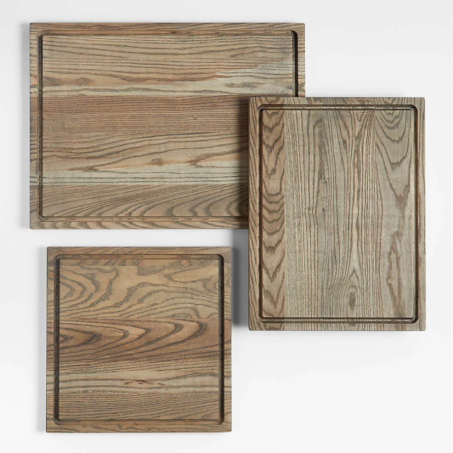 Grey Wash Face-Grain Cutting Board – 16" × 16", Ash Wood with Driftwood Teak Oil Finish