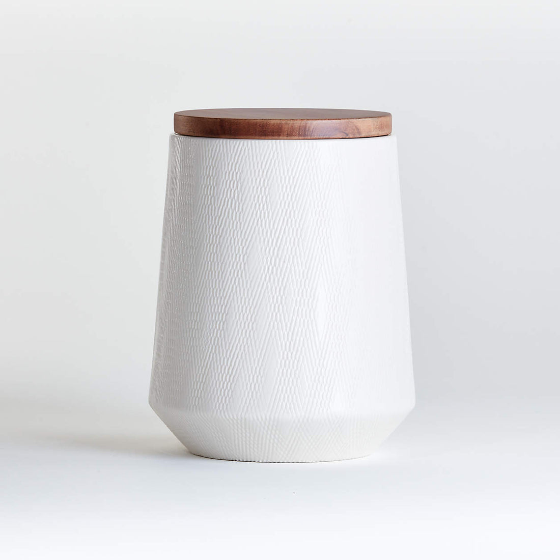 Ethan Medium Cream Ceramic Canister – Glazed Stoneware with Wood Lid, 44 oz