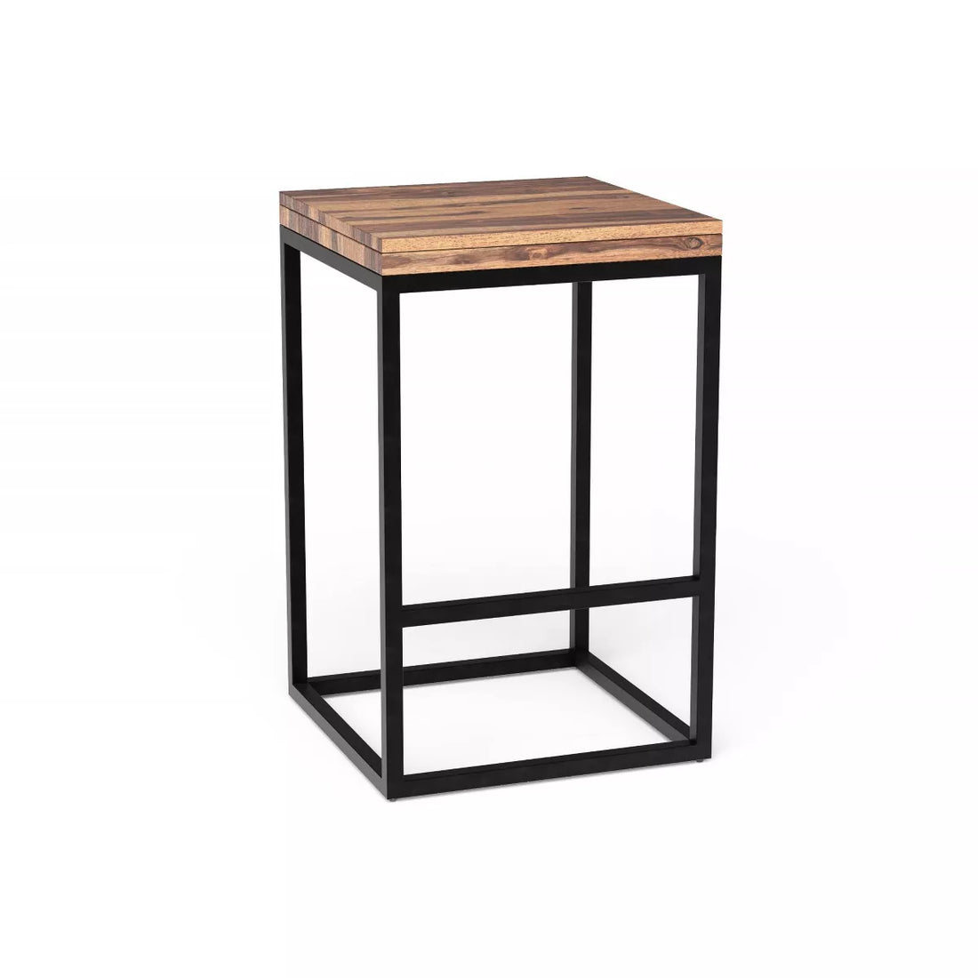 25" Brown and Black Solid Wood and Iron Backless Counter Height Bar Chair