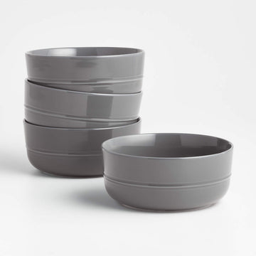 Hue Dark Grey Porcelain Cereal Bowl – 28 oz, Hand-Glazed