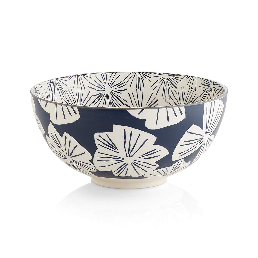 Mai Blue Floral Stoneware Serving Bowl – 9.5" Diameter, 100 oz, Dishwasher Safe