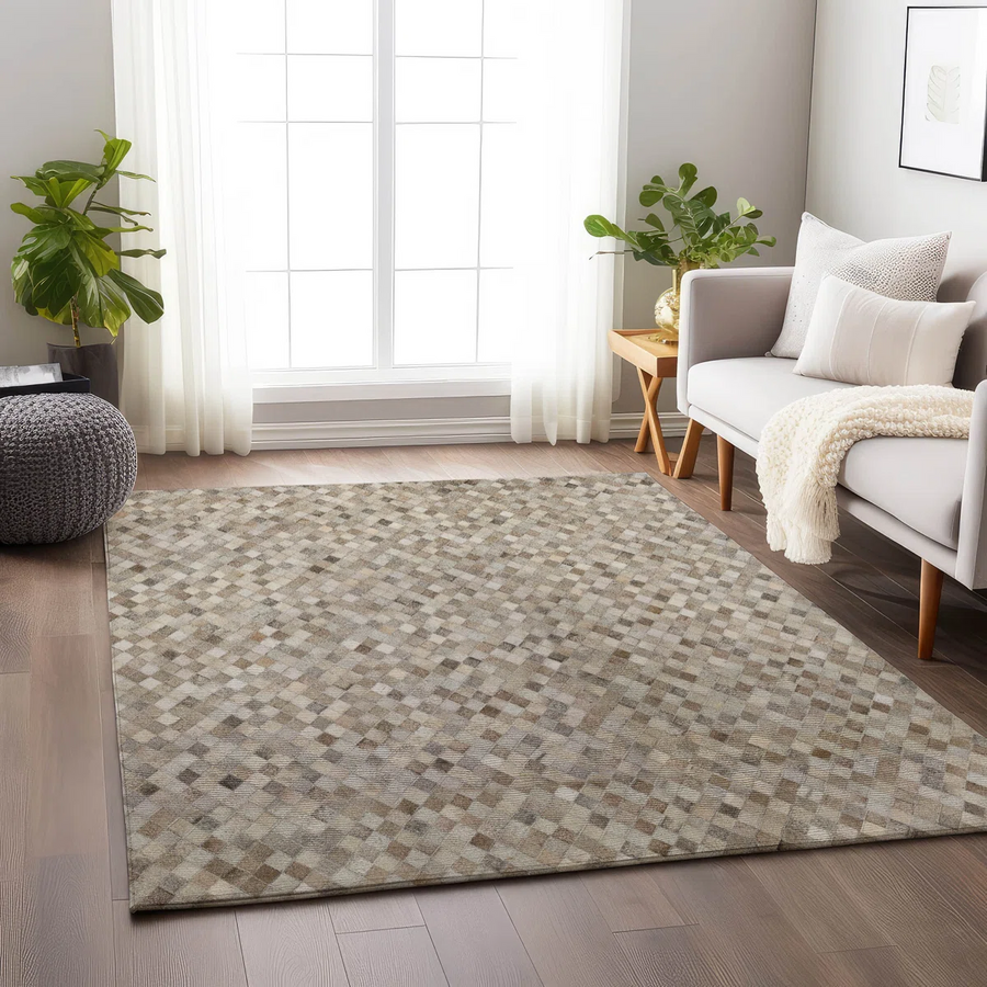 8x10 Gray Diamond Indoor Area Rug – Loomed Polyester, Machine Washable