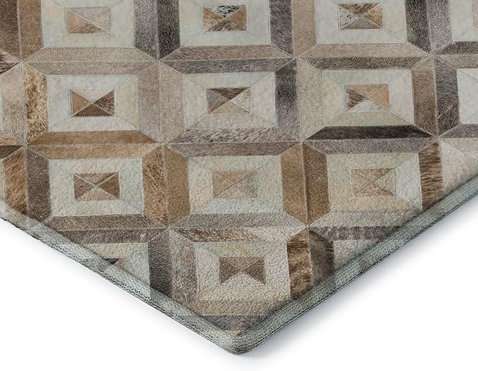 8x10 Gray Geometric Indoor Area Rug – Loomed Polyester, Machine Washable