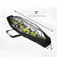 Mountain Essential Ski Travel Bag - Water Resistant Padded Carry Case Holds Single Pair of Skis