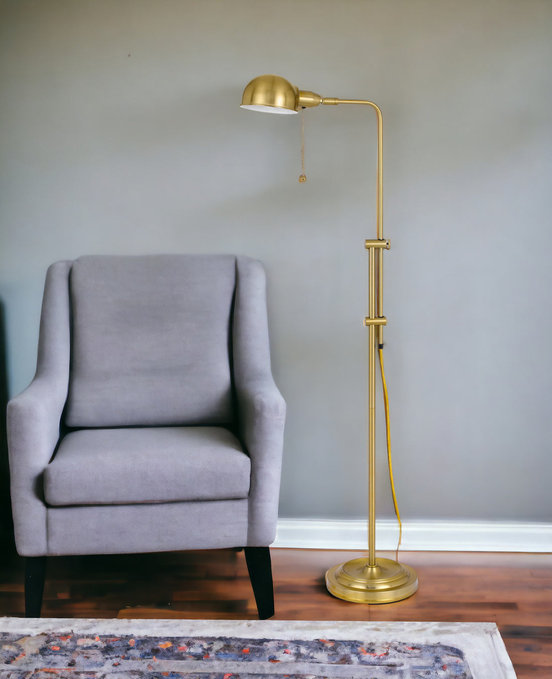 Brass Adjustable Floor Lamp – 58-Inch, Bronze Dome Shade