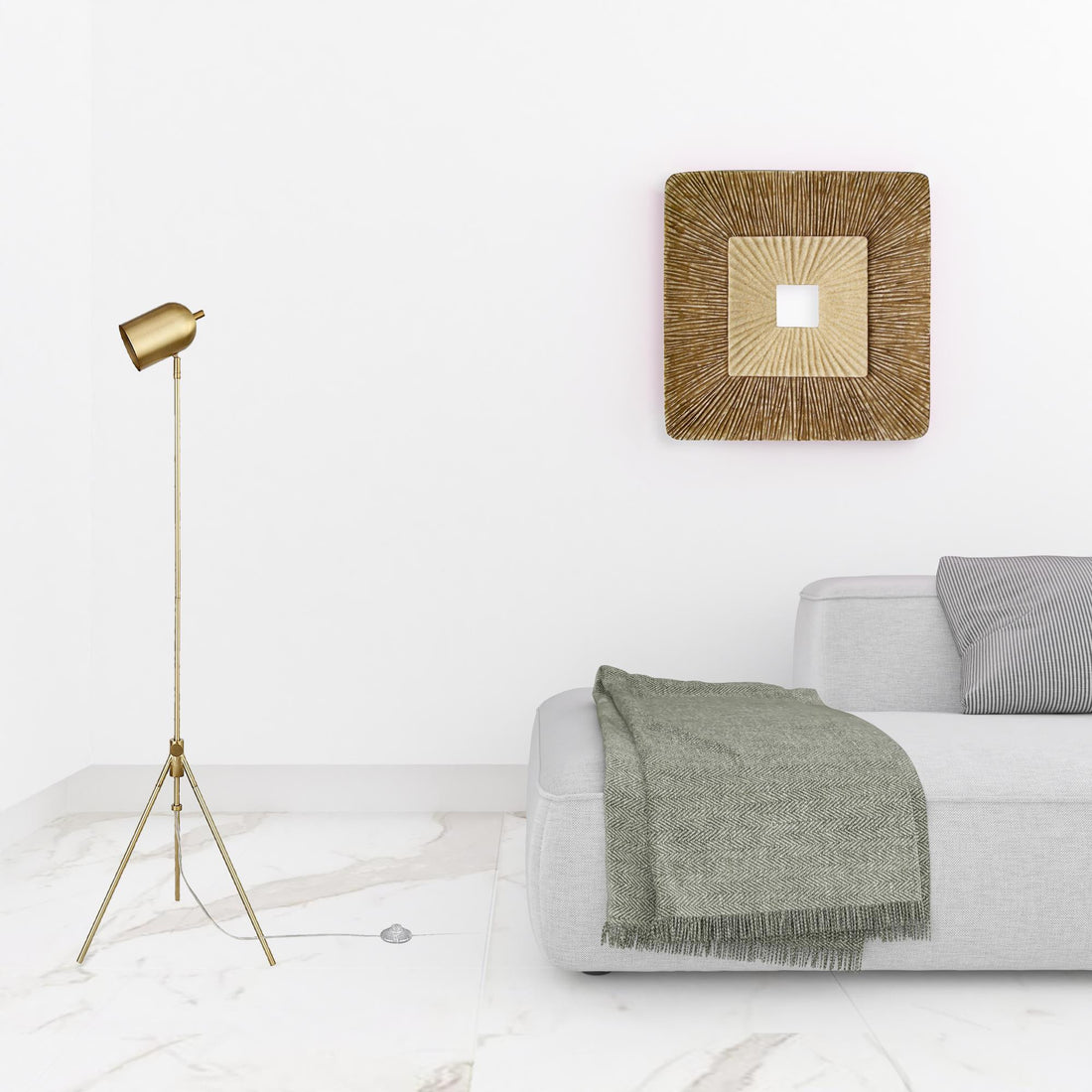 Brass Tripod Floor Lamp – 56-Inch, Dome Shade