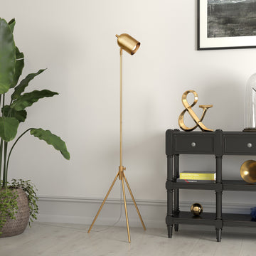 Brass Tripod Floor Lamp – 56-Inch, Dome Shade